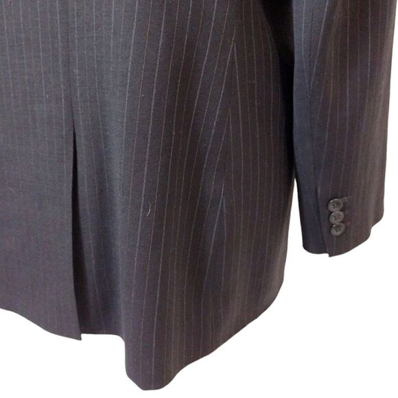 LOFT Y2K Plus 14P Black Grey Wool Blend Pen Stripe Single Breasted Blazer - Picture 14 of 14